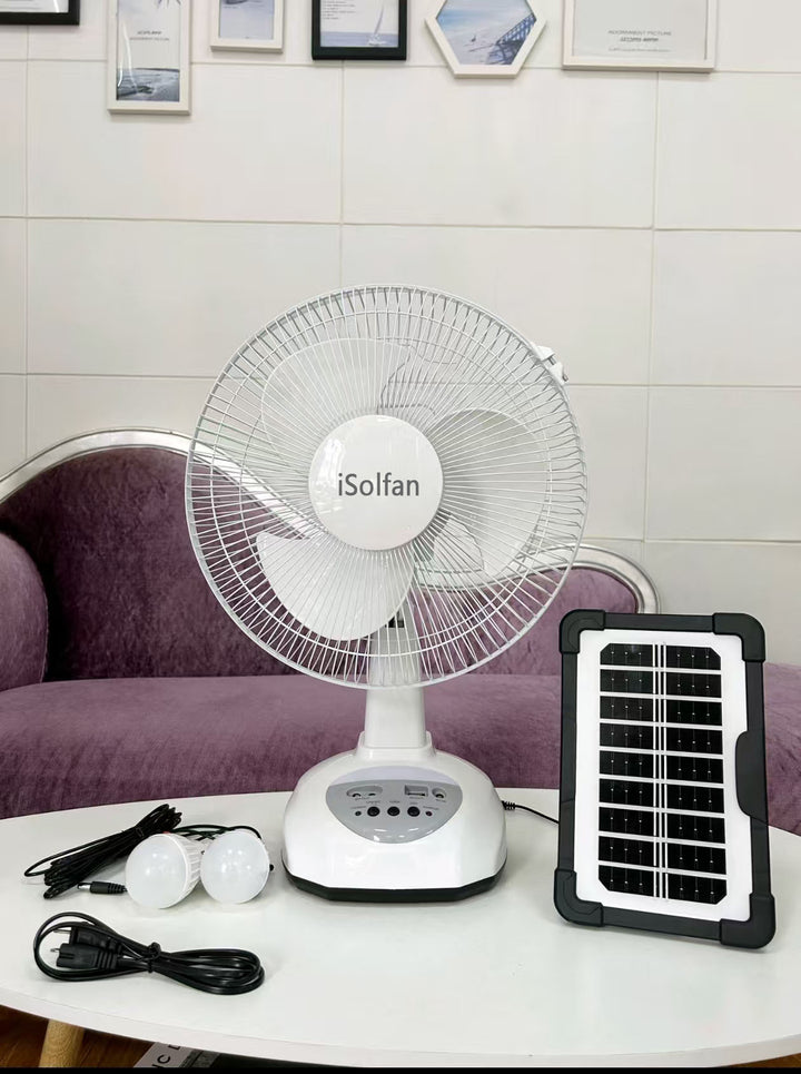 Women's portable solar-powered fan with integrated LED lighting Bowlift