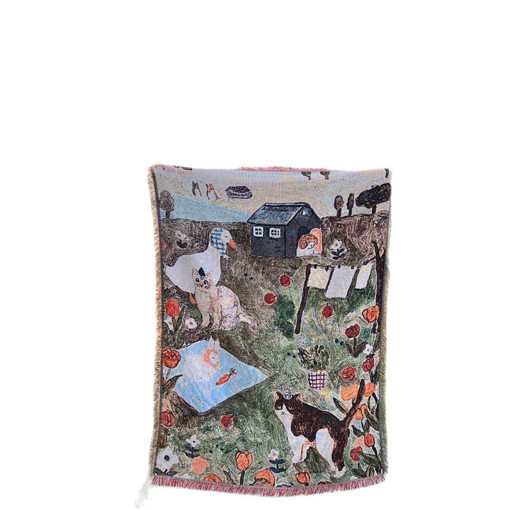 Artistic Farm-Themed Throw Blanket