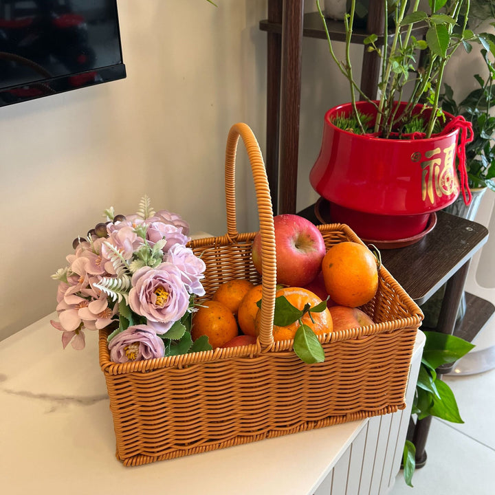 Handwoven Decorative Floral Basket Bowlift