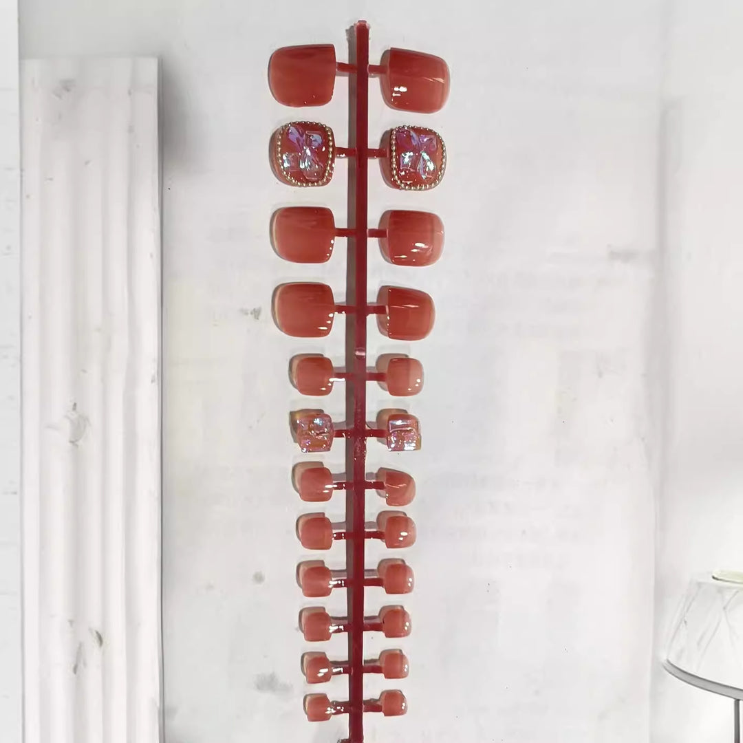 Decorative Diamond-Accent Press-On Nail Set Bowlift