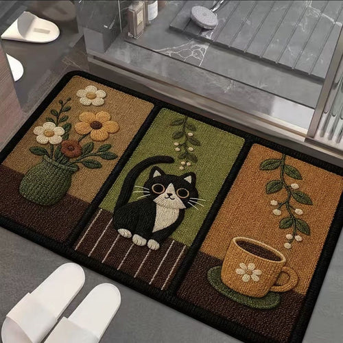 Cat-Themed Decorative Bath Mat Bowlift
