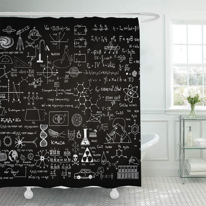 Shower Curtain with Scientific Equation Design Bowlift