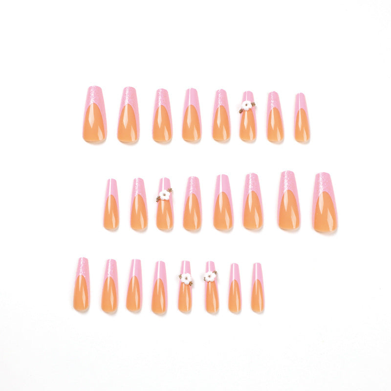 Glittering nail extensions with floral design Bowlift