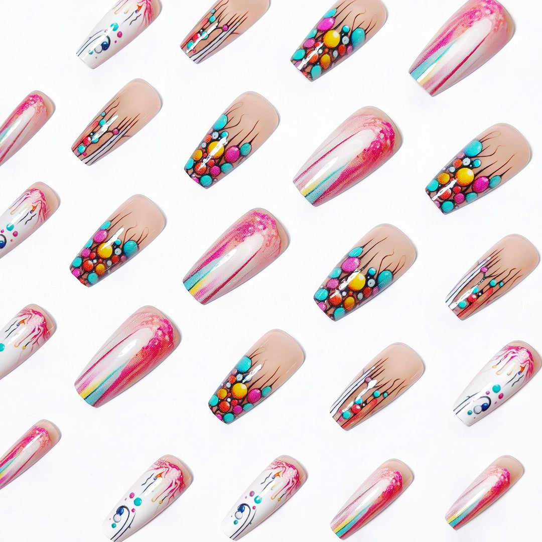 Creative artificial nails with intricate gradient and dot design Bowlift