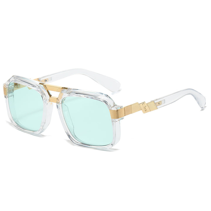 Oversized Square Sunglasses with Metallic Detailing Bowlift
