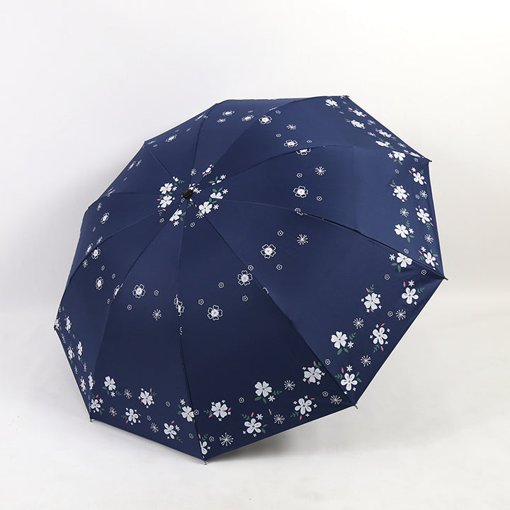Women's Stylish Folding Umbrella with Floral Patterns Bowlift