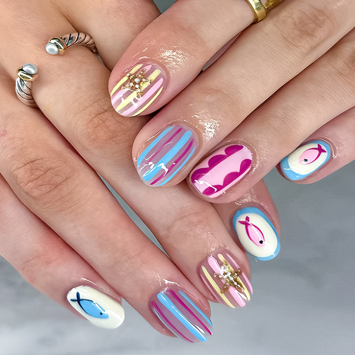 Creative Themed Press-On Nail Art Set Bowlift