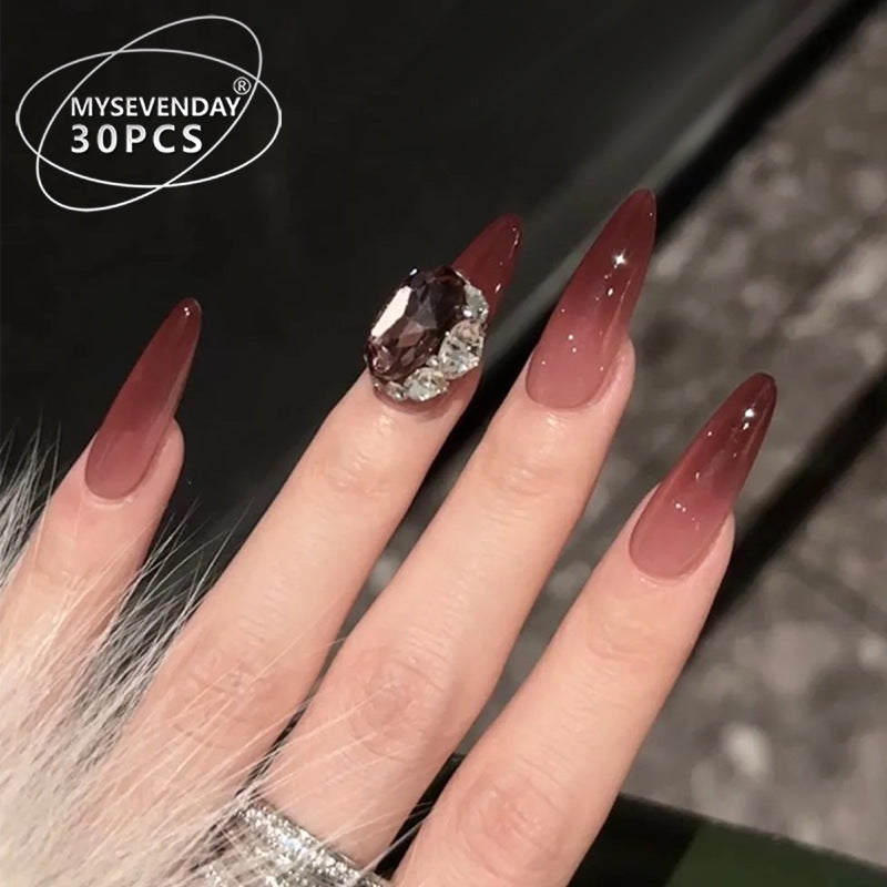 Ombre Stiletto Press-On Nails with Rhinestone Accents Bowlift