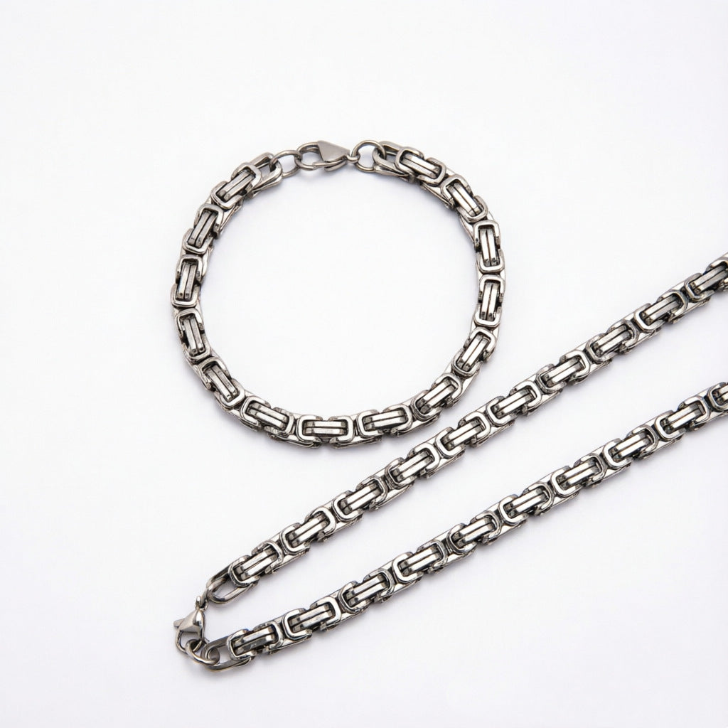 Elegant Interlocking Chain Necklace and Bracelet Set Bowlift