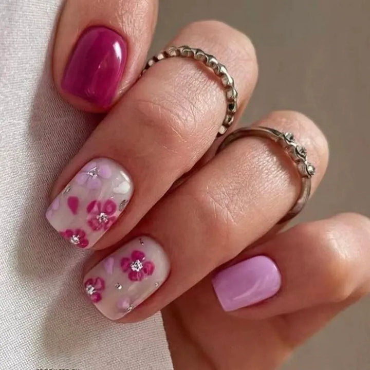 Floral Decorative Gel Nail Extensions Bowlift