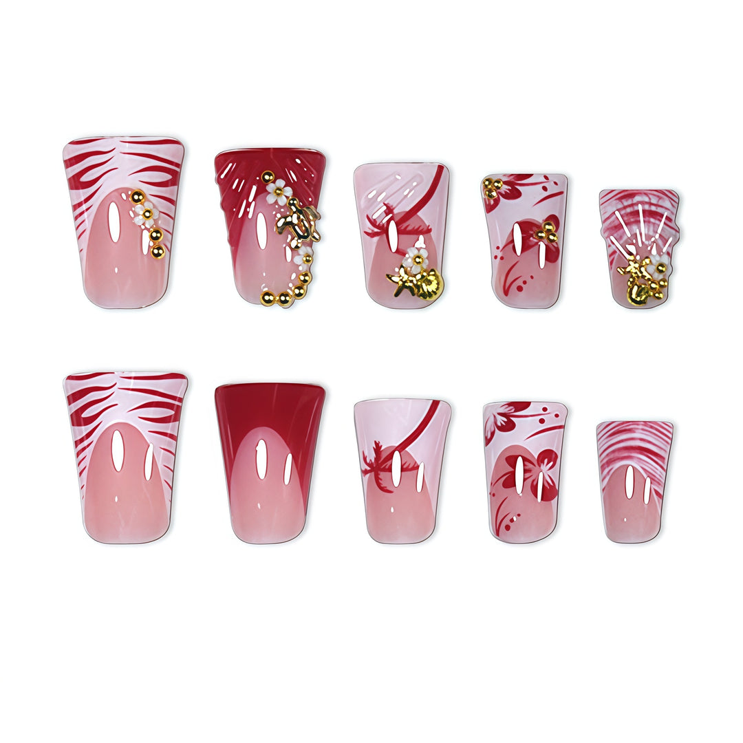 Floral Design Press-On Nail Extensions Bowlift