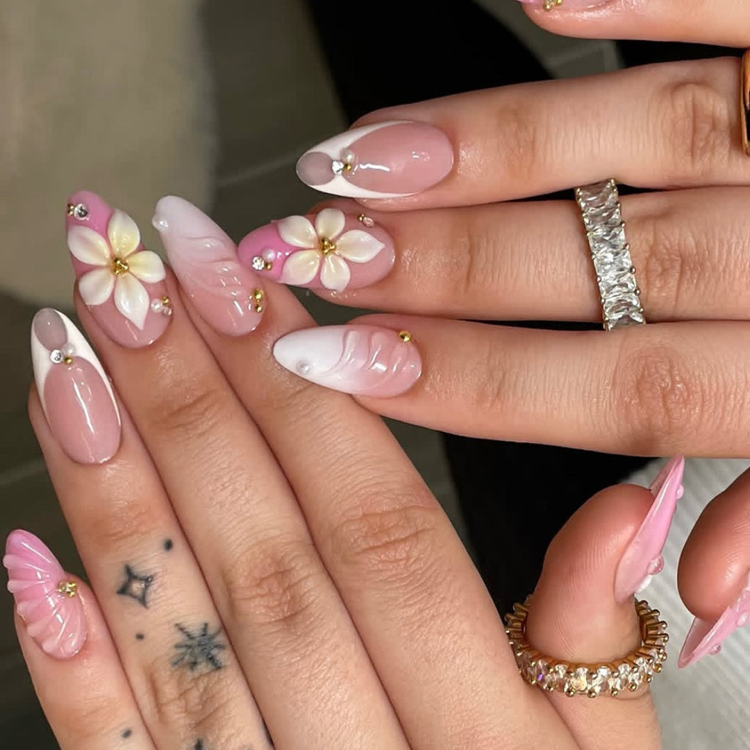 Elegant Floral Acrylic Nail Art Extensions Bowlift 1789713211
