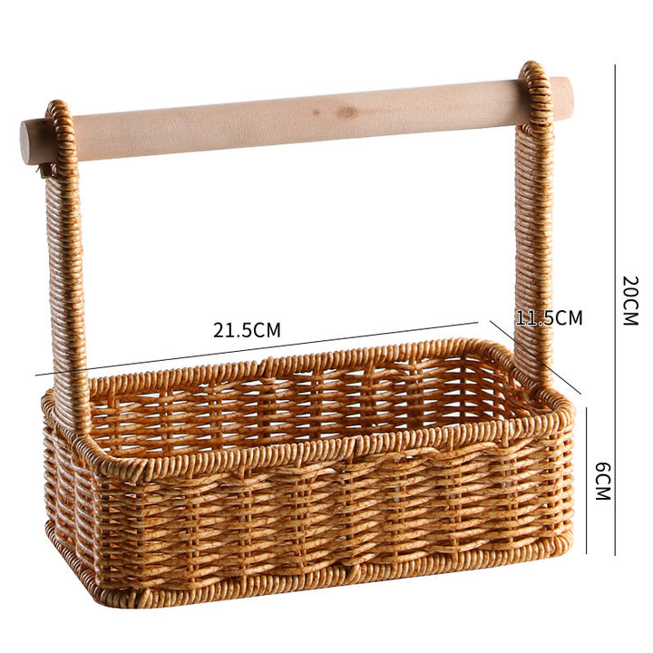 Unisex Modern Storage Basket with Stylish Wood Handle Bowlift
