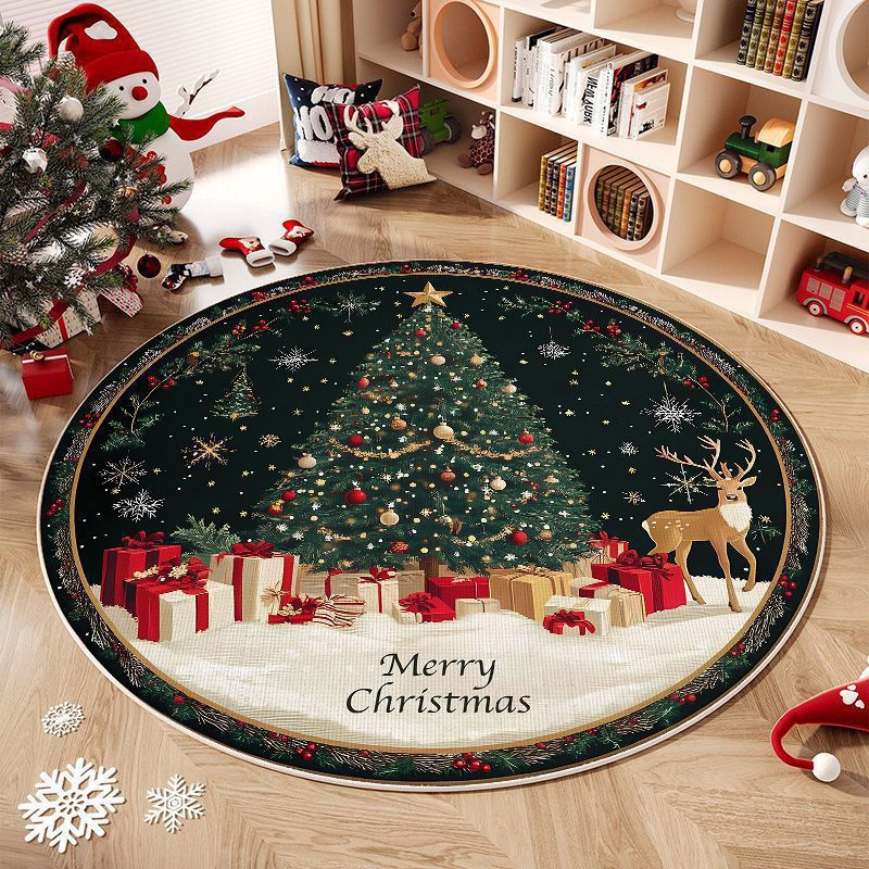 Christmas-Themed Round Area Rug Bowlift