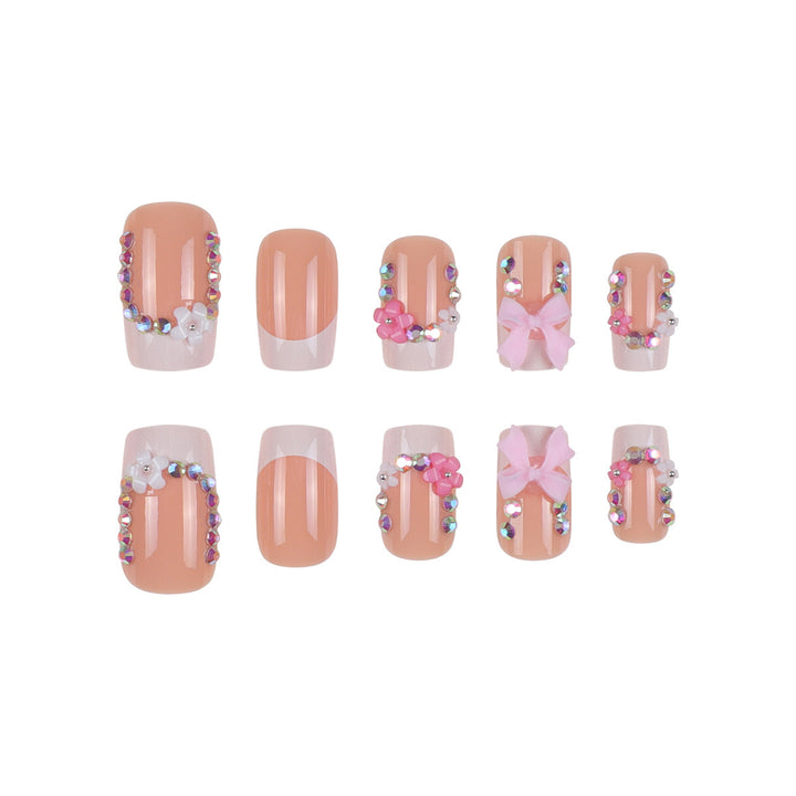 Decorative Floral-Embellished Press-On Nails Bowlift