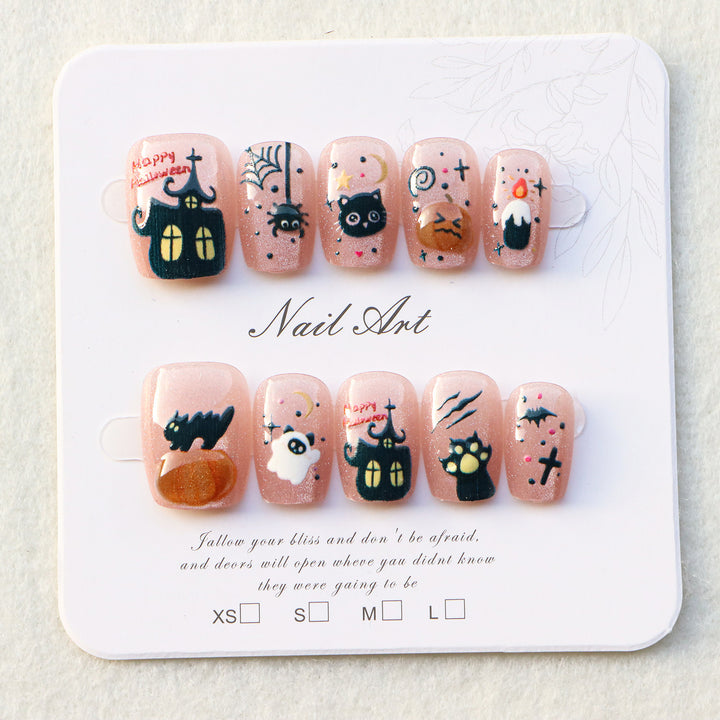 Creative Halloween-Themed Press-On Nail Art Set Bowlift
