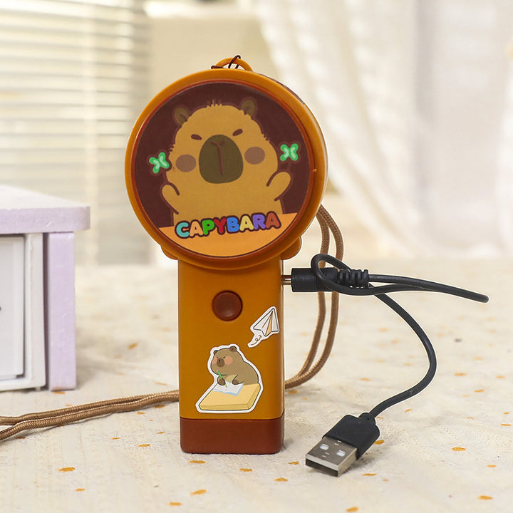 Women's Portable Mini Fan in Playful Capybara Design Bowlift