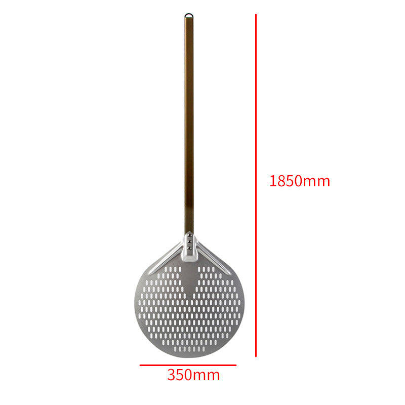 long wooden handled round aluminum pizza peel with reinforced neck Bowlift