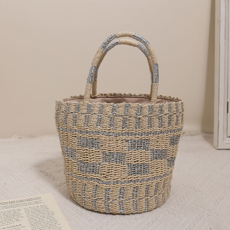 Handcrafted basket bag with modern geometric pattern Bowlift