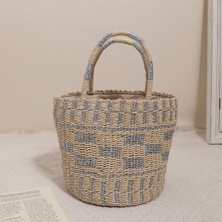 Handcrafted basket bag with modern geometric pattern Bowlift