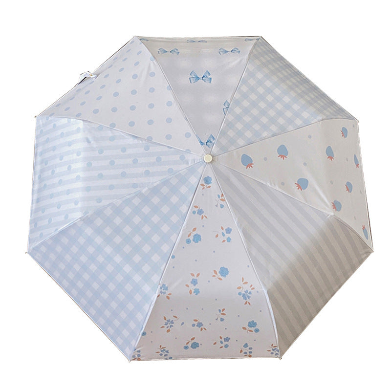 Women's elegant compact umbrella with Gingham pattern Bowlift