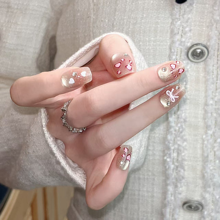 Elegant Foil and Floral Press-On Nail Set Bowlift