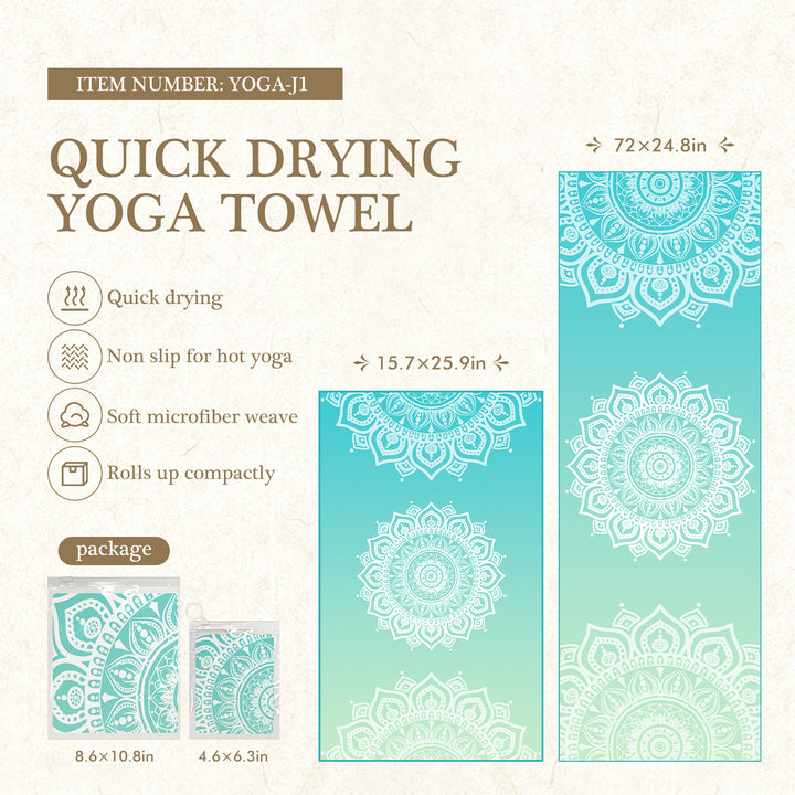 Quick-Drying Non-Slip Microfiber Yoga Towel with Mandala Grip Pattern Bowlift