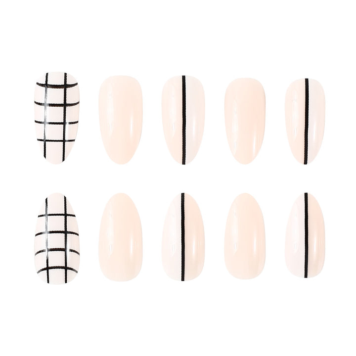 Elegant Geometric Press-On Nail Art Bowlift