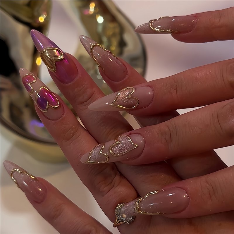 Heart-Shaped Decorative Press-On Nails Bowlift