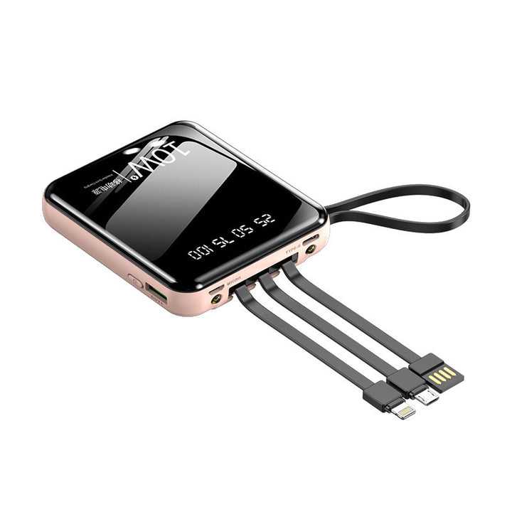 Portable power bank with digital power display and multifunctional cable Bowlift