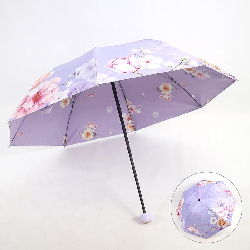 Ladies elegant folding umbrella with floral patterns Bowlift