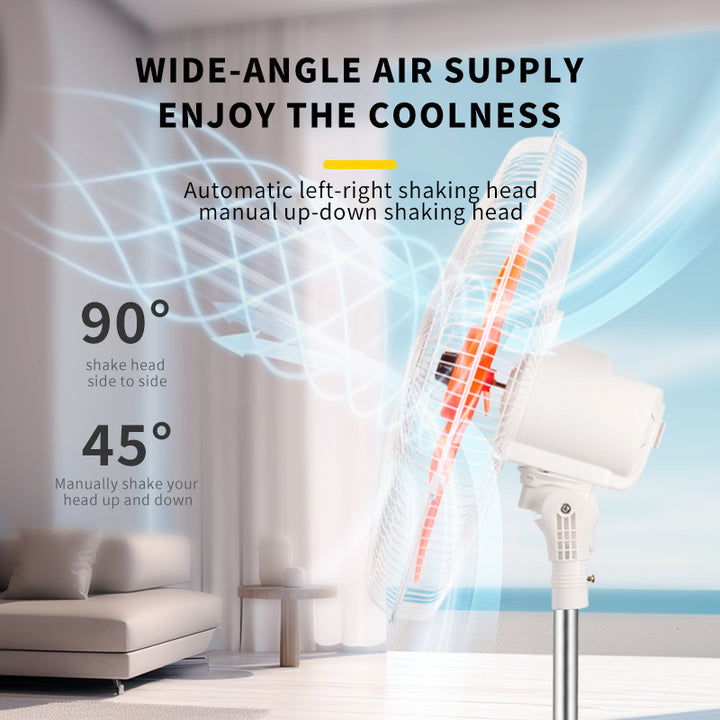 Unisex nan adjustable stand fan with solar panel, brushless motor, USB charging port and LED emergency light Bowlift