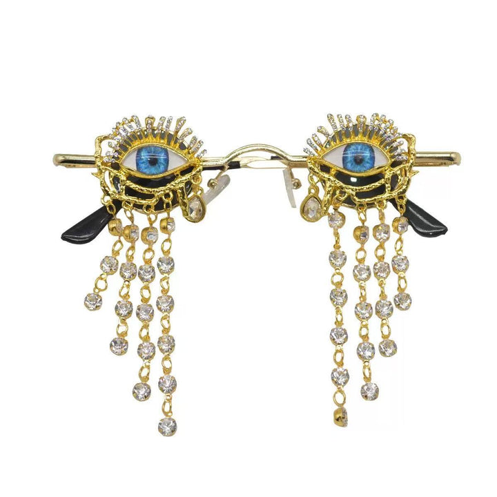 Ladies creative glossy glasses with eye motif and sparkling embellishments Bowlift