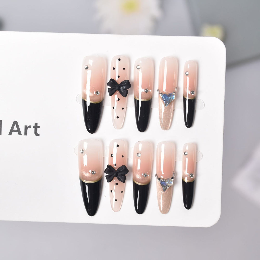 Elegant Pointed Tip Press-On Nail Extensions Bowlift