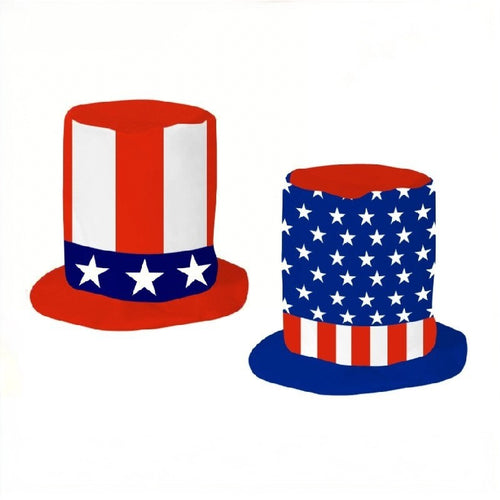 Unisex nan more patriotic party top hat with stars and stripes motif made of lightweight felt Bowlift