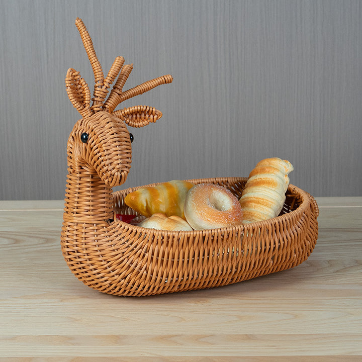Decorative Animal-Shaped Woven Basket Bowlift