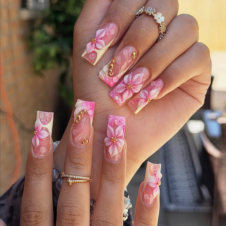 Floral Art Press-On Nail Tips Bowlift