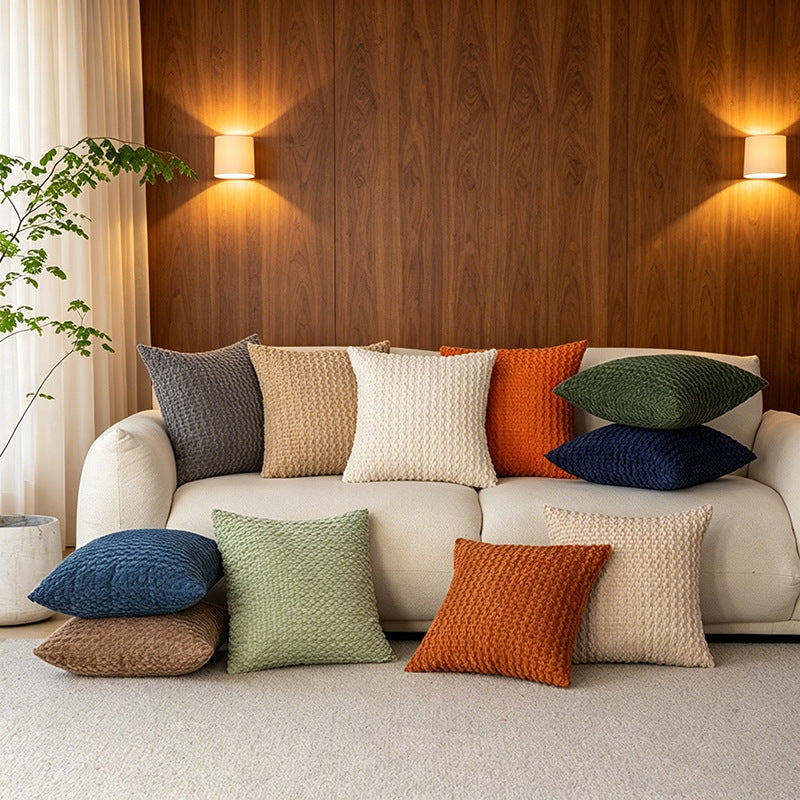 Plush Textured Throw Pillow Cover Bowlift