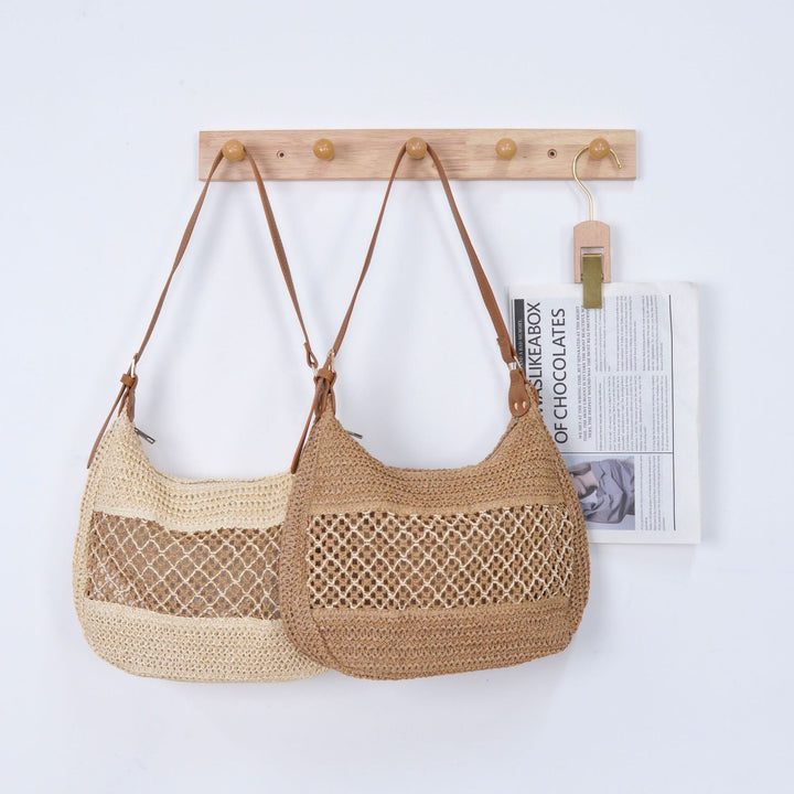 Elegant mesh shoulder bag with leather accents Bowlift