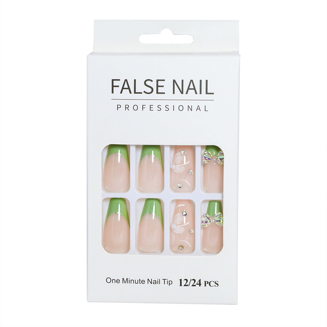 Decorative Press-On Nail Set with 3D Accents Bowlift
