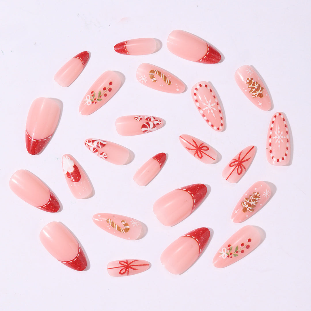 Artificial nail set with festive motifs and glitter accents Bowlift