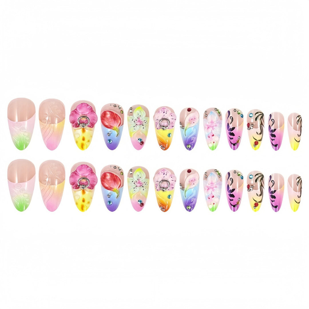 Artistic Hand-Painted Nail Art Extensions Bowlift