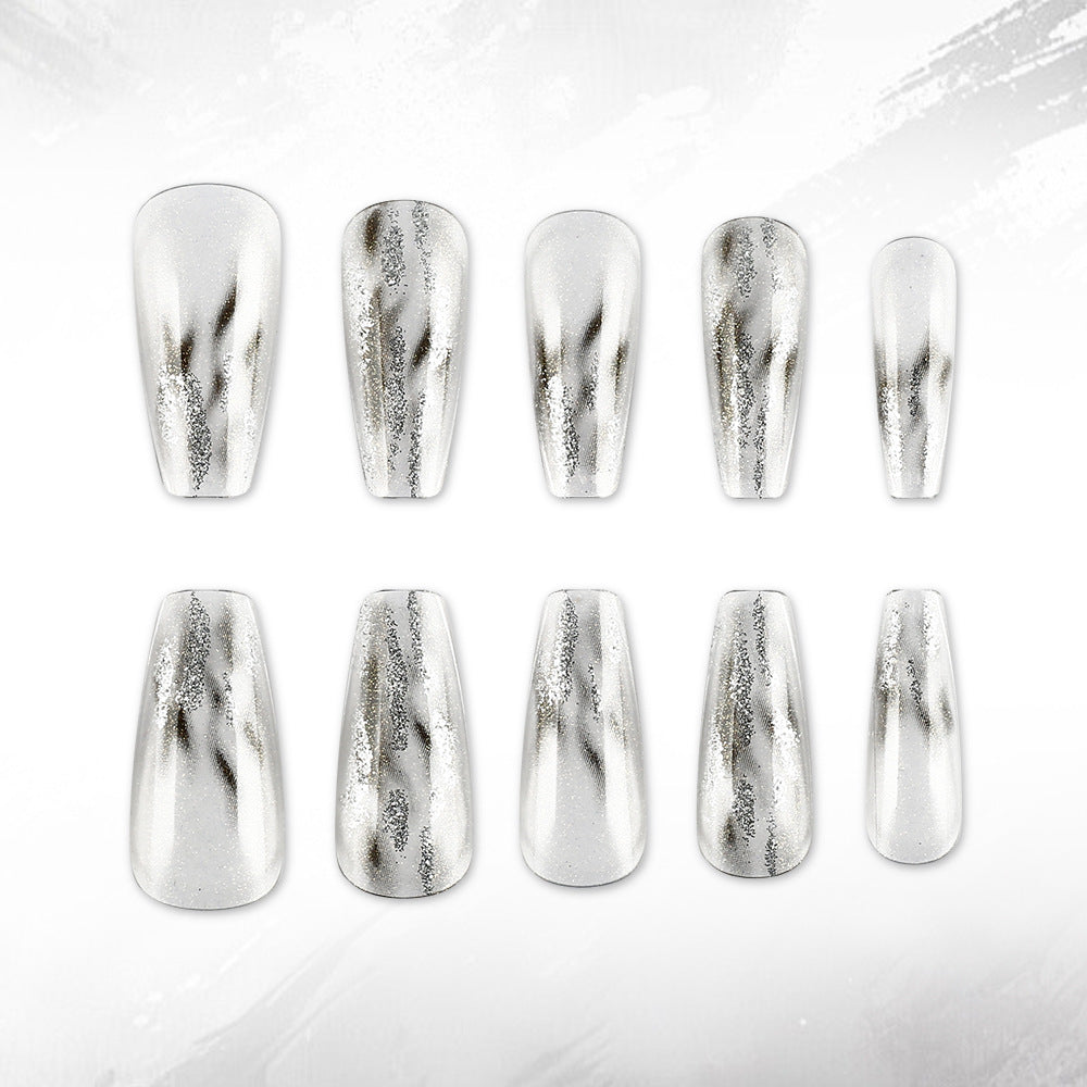 Elegant Metallic Finish Press-On Nails Bowlift