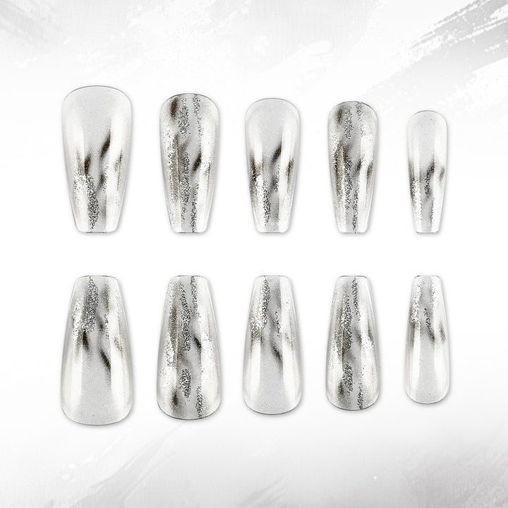 Elegant Metallic Finish Press-On Nails Bowlift