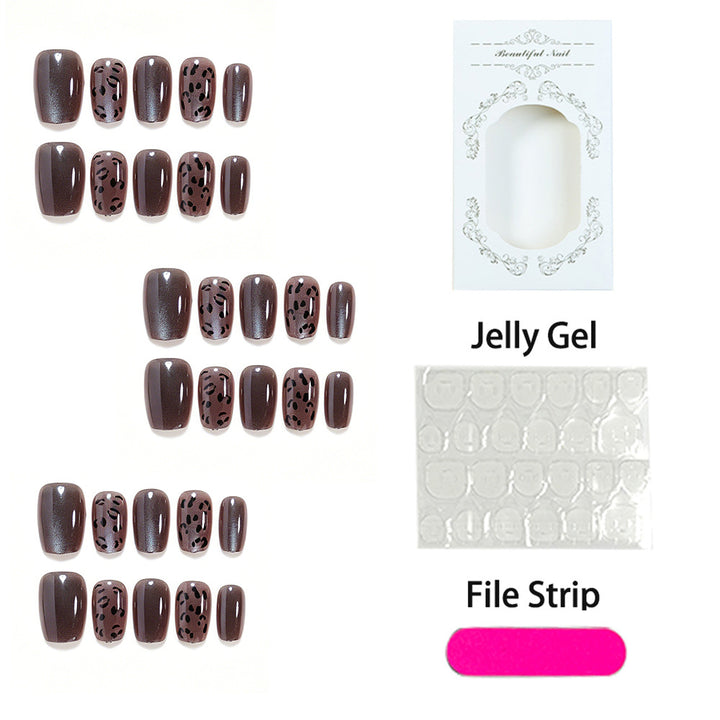 Artificial Nail Set with Leopard Design Bowlift