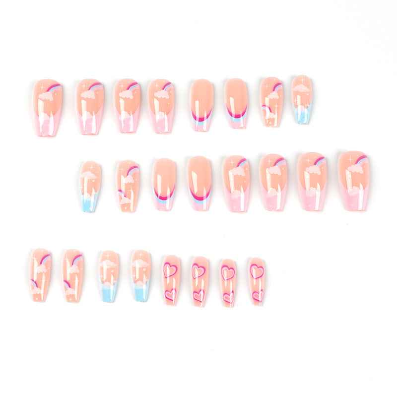 Artificial nail art with rainbow design Bowlift