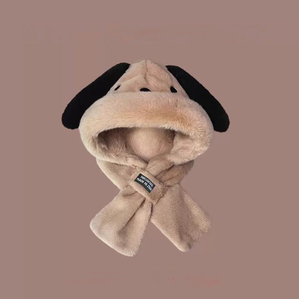 Furry Dog Eared Hooded Scarf