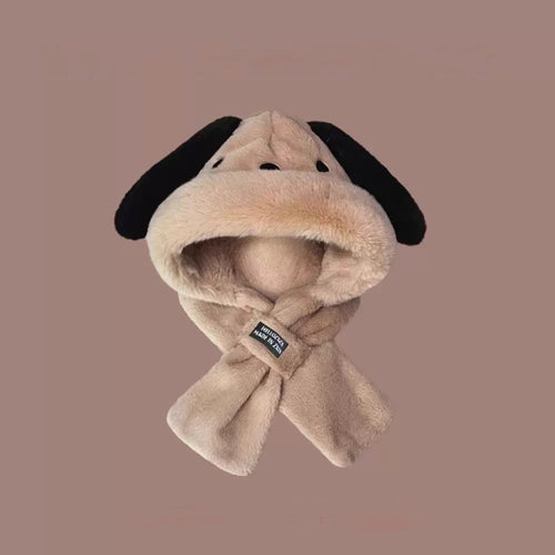 Furry Dog Eared Hooded Scarf