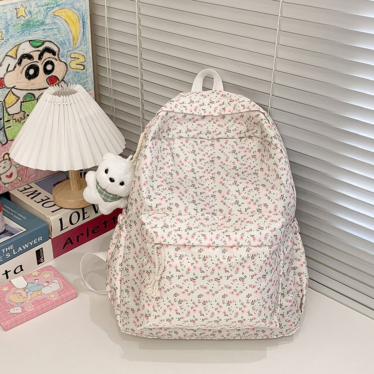 Backpack with Floral Design and Practical Compartments Bowlift