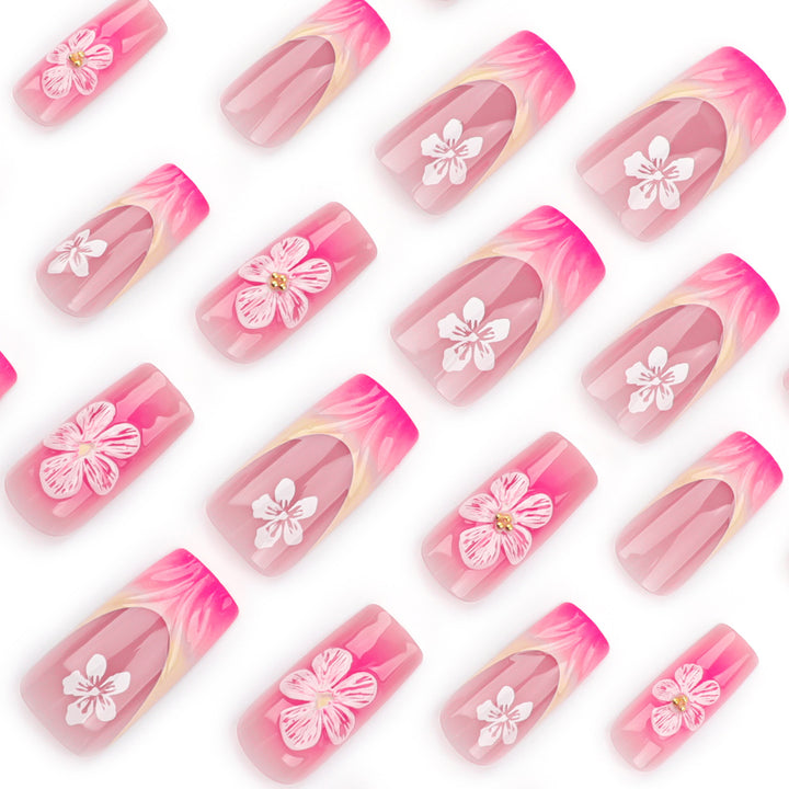 Artistic Nail Extensions with Floral Designs Bowlift
